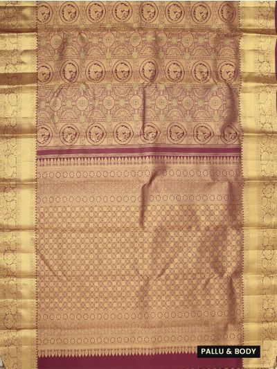 Vivaha Pure Silk Kanchipuram Wedding Jacquard Peacock Motif with Zari Border Saree