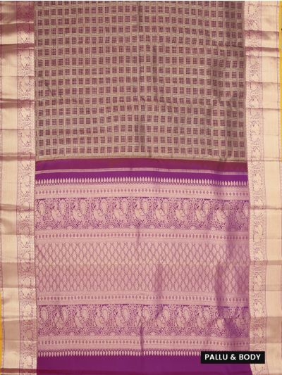 Vivaha Pure Silk Kanchipuram Wedding Jacquard Checked Motif with Zari Border Saree 