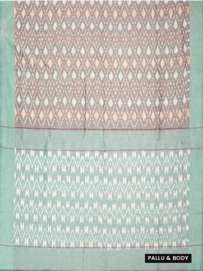 Gracecharm Pochampally Cotton Ikat Geometric Design with Border Saree