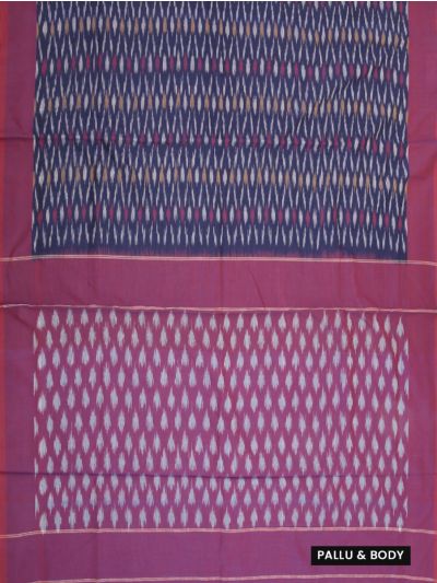 Gracecharm Pochampally Cotton Ikat Butta Design with Border Saree