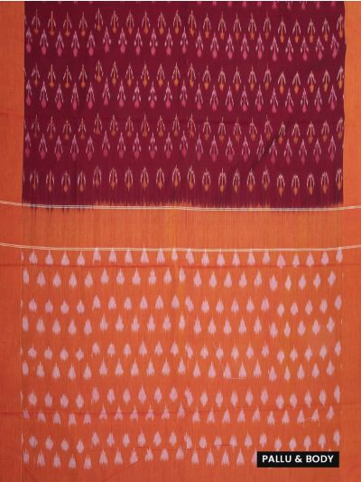 Gracecharm Pochampally Cotton Ikat Butta Design with Border Saree