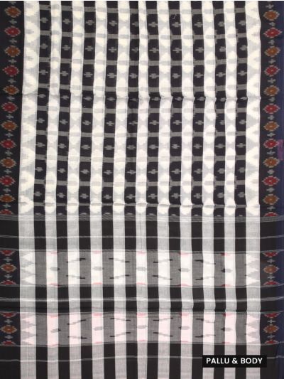 Gracecharm Pochampally Cotton Ikat Butta Design with Border Saree