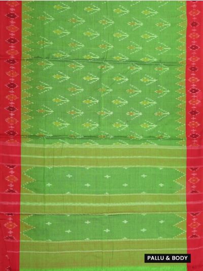 Gracecharm Pochampally Cotton Ikat Butta Design with Border Saree