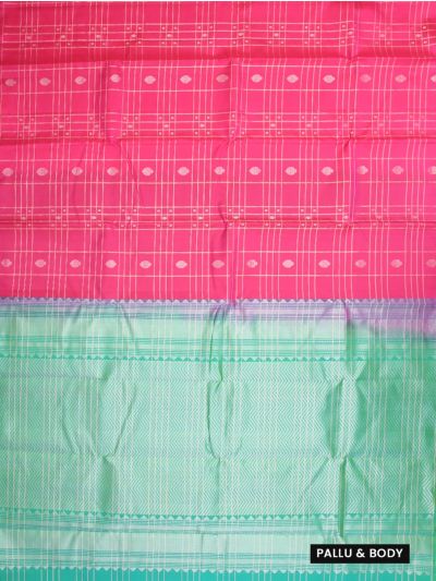 Gracecharm Pure Soft Silk Checked Butta Design Borderless Saree