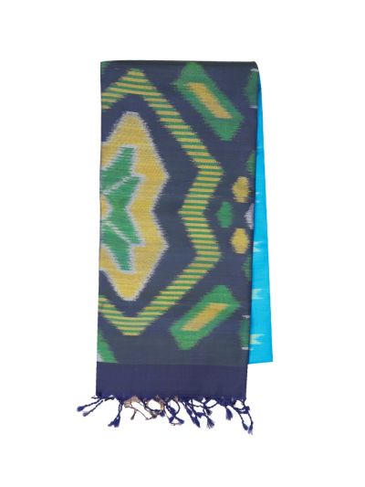 Gracecharm Pure Soft Silk Geometric Ikat Butta Design Zigzag Border Saree