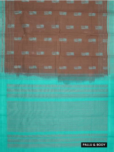 Gracecharm Kanchi Cotton Geometric Butta Design Contrast Border Saree