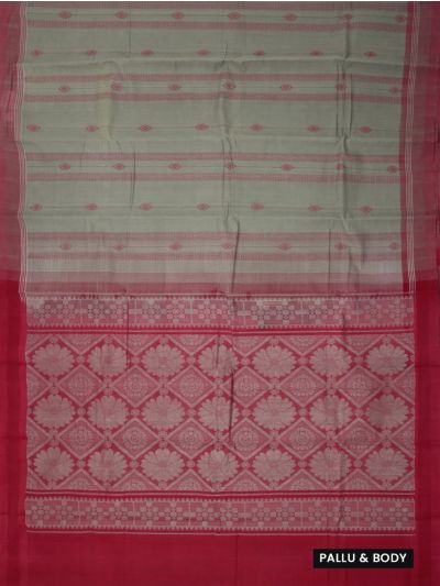 Gracecharm Kanchi Cotton Striped Diamond Butta Design with Contrast Border Saree