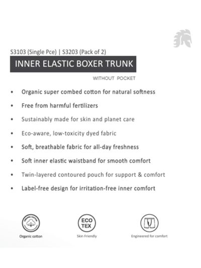 Warior Men's Port 100% Organic Cotton Inner Elastic Boxer Brief