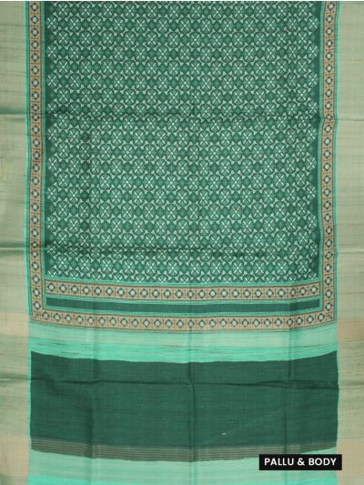 Gracecharm Semi Tussar Ajrakh-Inspired Floral Geometric Print Saree