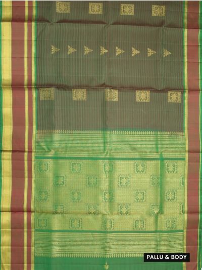 Kanmanie Soft Silk Square and Floral Butta with 8 Inch Jacquard Border Saree