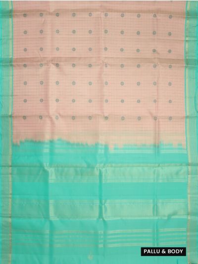 Kanmanie Soft Silk Small Checked with Circular Butta 4 Inch Traditional Border Saree