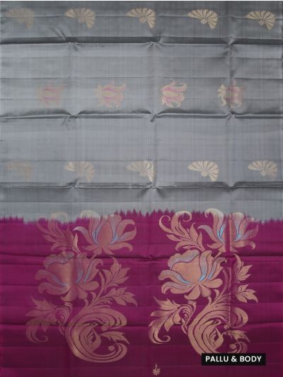 Kanmanie Soft Silk Floral Butta Design Borderless Saree