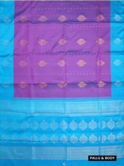 Kanmanie Soft Silk Floral Butta with 5 Inch Satin Border Saree
