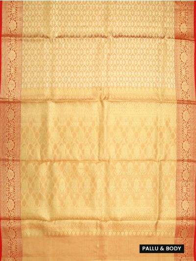 Kanmanie Pure Silk Lotus and Floral Butta with 6 Inch Zari Border Saree