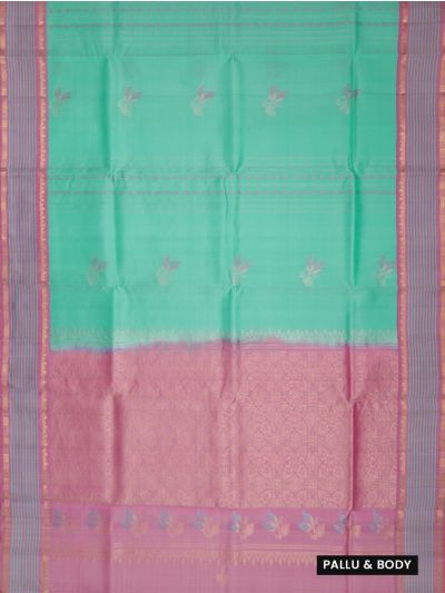 Kanmanie Soft Silk Paisley Butta Design with 5 Inch Zari Lines Border Saree