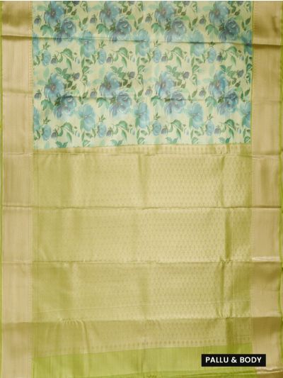 Gracecharm Art Soft Silk Watercolour Rose Floral Print Border Saree