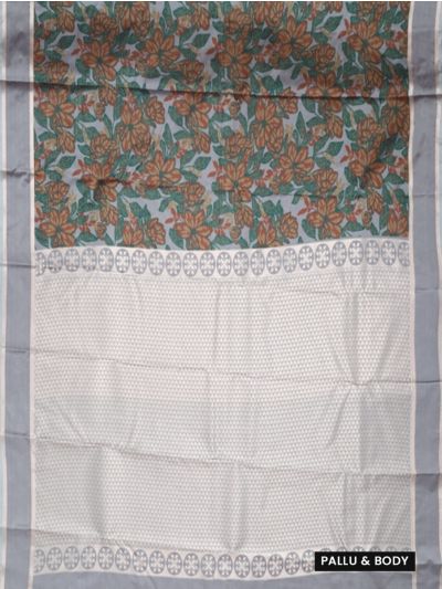 Gracecharm Art Soft Silk Magnolia Floral Print Border Saree