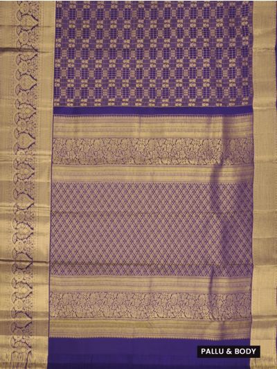Gracecharm Pure Silk Annapakshi Floral Check Lattice Pallu Zari Saree