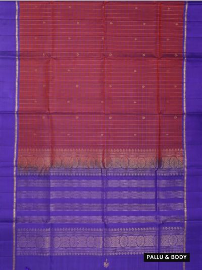 Kanmanie Soft Silk Checked Butta with 5 Inch Asthiri Border Saree