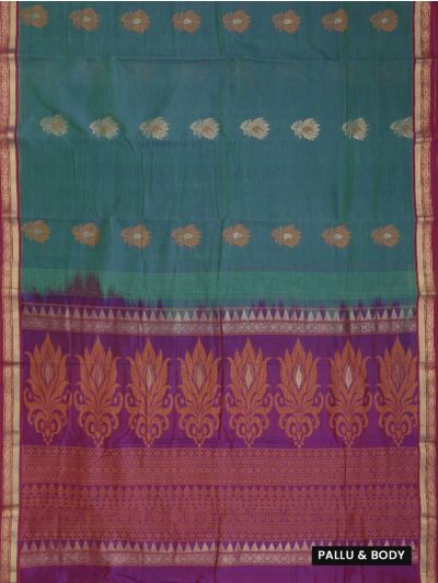 Kanmanie Silk Cotton Lotus Bud Butta with 2 Inch Jacquard Border Saree