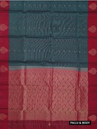Kanmanie Soft Silk Zari Warp Lines Butta with 5 Inch Asthiri Border Saree