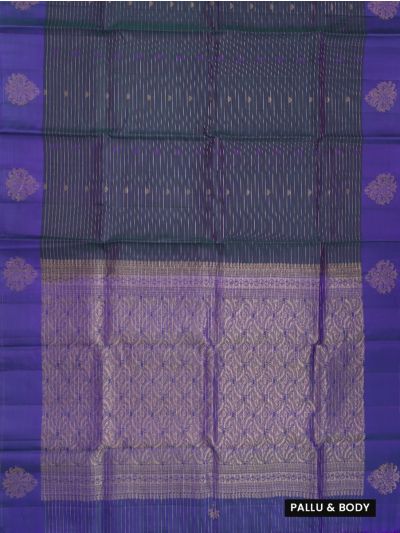 Kanmanie Soft Silk Zari Warp Line Butta with 5 Inch Asthiri Border Saree