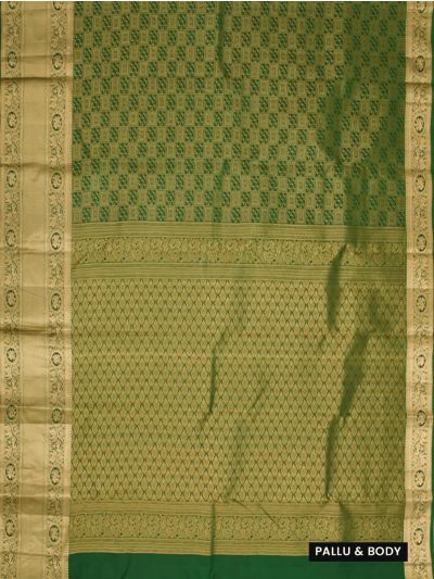 Gracecharm Pure Silk Geometric Check Jaal Elephant Peacock Zari Border Saree