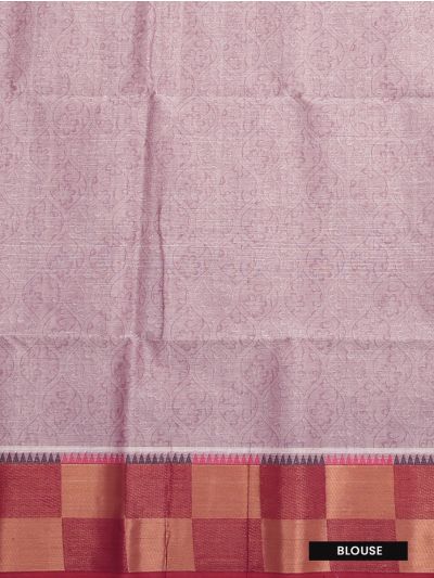 Gracecharm Kovai Cotton Floral Ogee Jaal Temple Pallu Check Border Saree