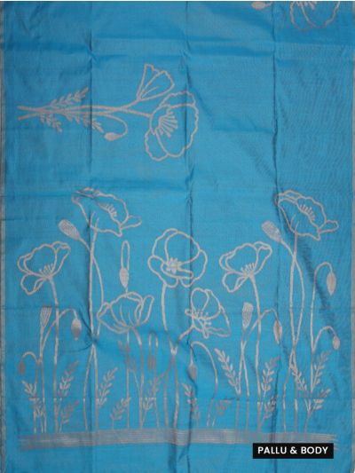 Gracecharm Kota Linen Poppy Floral Meadow Border Saree