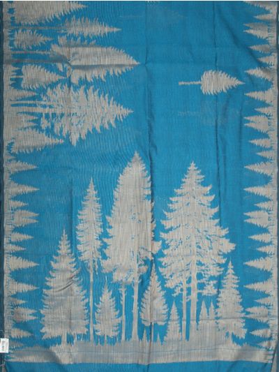Gracecharm Kota Linen Pine Tree Motif Forest Landscape Pallu Saree