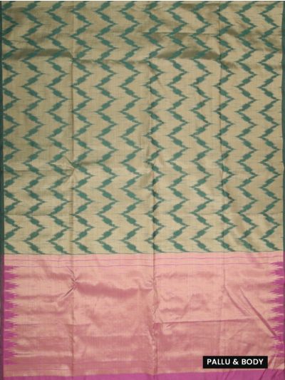 Gracecharm Kota Tussar Serrated Zigzag Contrast Plain Pallu Saree