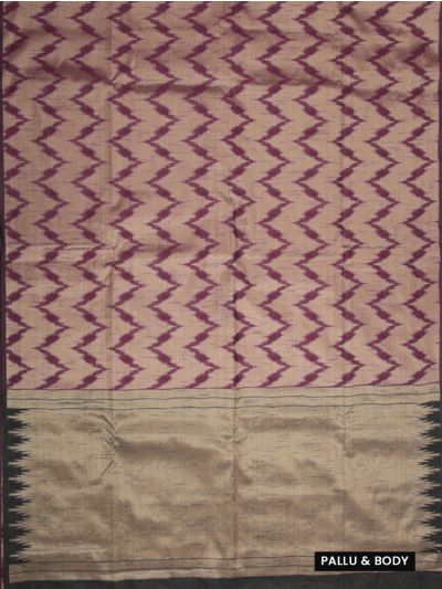 Gracecharm Kota Tussar Serrated Zigzag Black Border Pallu Saree