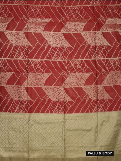 Gracecharm Kota Tussar Leaf Vein Chevron Jaal Diamond Trellis Pallu Saree