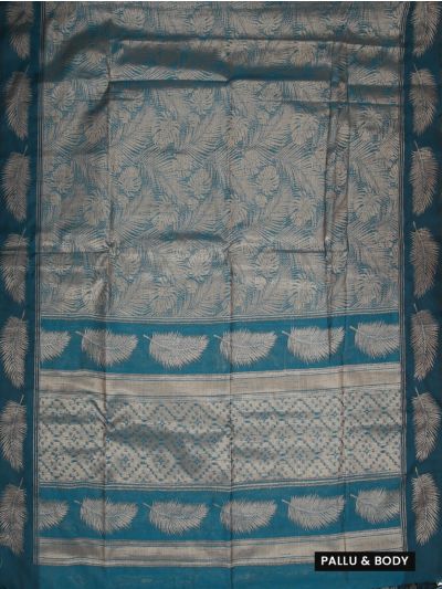 Gracecharm Kota Tussar Leaf Jaal Feather Border Trellis Pallu Saree