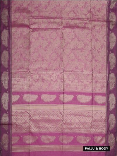 Gracecharm Kota Tussar Leaf Jaal Feather Border Trellis Pallu Saree