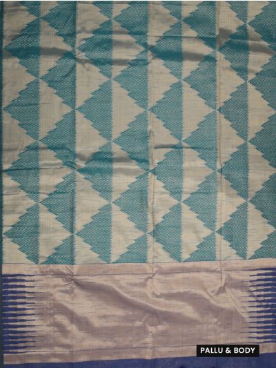 Gracecharm Kota Tussar Triangle Tessellation Broken-Line Pallu Saree