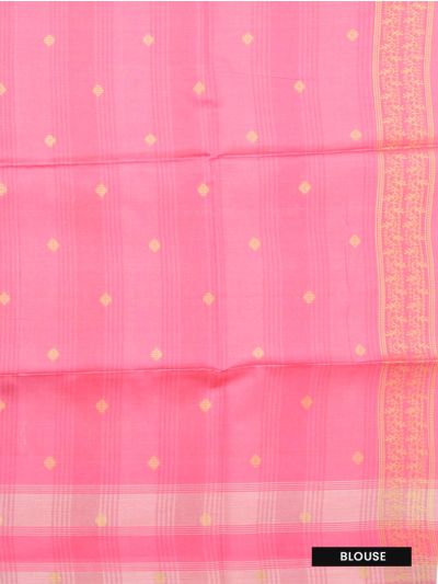 Gracecharm Art Dupion Floral Stripe Temple Arch Pallu Check Border Saree