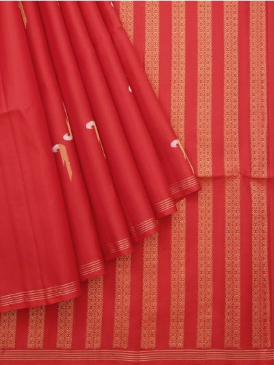 Gracecharm Pure Soft Silk Dual-Tone Butta Geometric Striped Pallu Saree