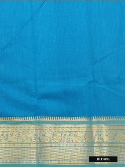 GraceCharm Semi Kora Cotton Dual Butta with Grid Brocade Pallu Saree