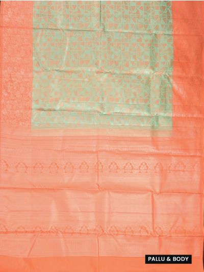 Vivaha Pure Silk Wedding Kanchipuram Geometric Mosaic with Contrast Border Saree
