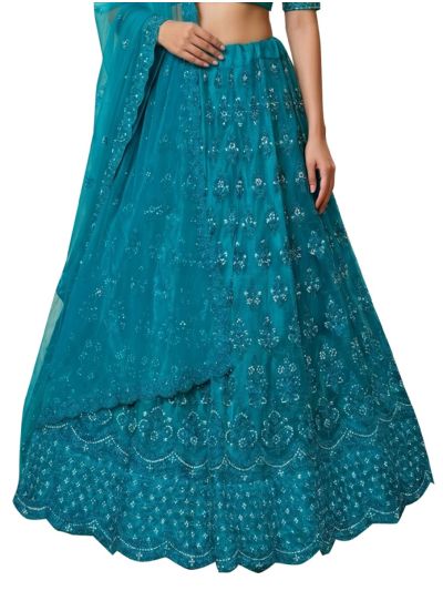 Graceful Essence Twill Net Butta Work Semi-Stitched Lehenga Choli