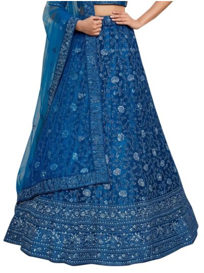 Graceful Essence Net Floral Jaal Embroidered Semi-Stitched Lehenga Choli