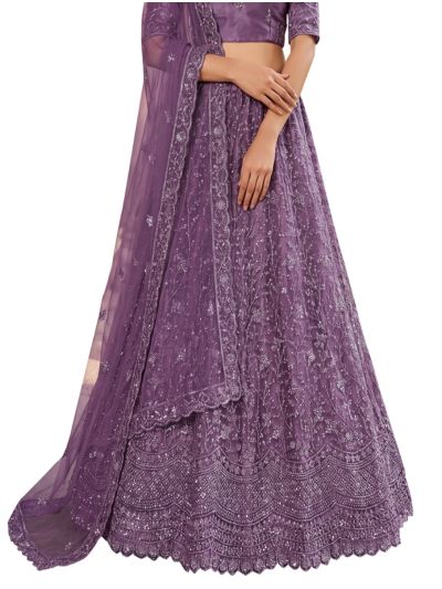 Graceful Essence Net Floral Jaal Semi-Stitched Lehenga Choli