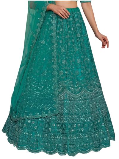 Graceful Essence Net Floral Jaal Semi-Stitched Lehenga Choli