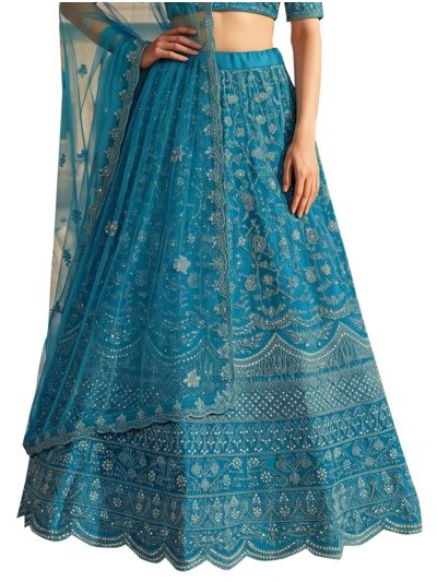 Graceful Essence Net Floral Vine Work Semi-Stitched Lehenga Choli