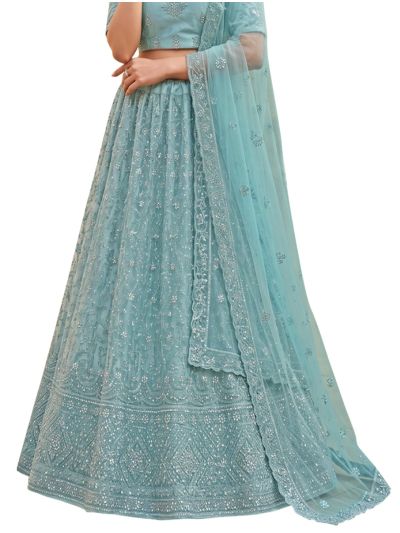 Graceful Essence Net Floral Motif Semi-Stitched Lehenga Choli