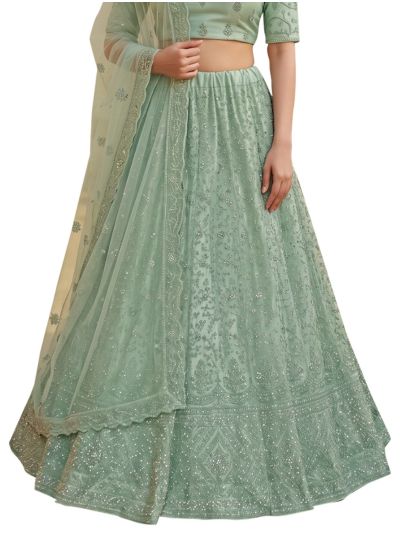 Graceful Essence Net Floral Vine Panel Semi-Stitched Lehenga Choli