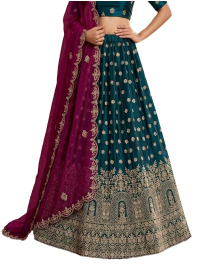 Graceful Essence Fendy Butta Jharokha Semi-Stitched Lehenga Choli
