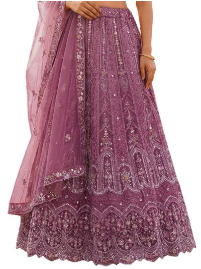 Graceful Essence Twill Net Arch Panel Semi-Stitched Lehenga Choli