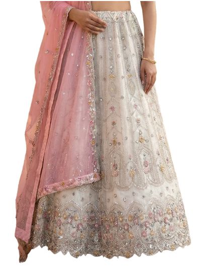 Graceful Essence Twill Net Floral Arch Semi-Stitched Lehenga Choli